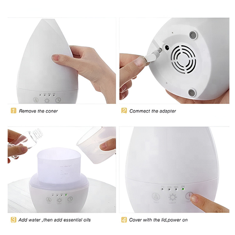 家庭 携帯 エア ウルトラソニック 湿気化器 寝室用 ナイトライト付き エッセンシャルオイルディフューザー